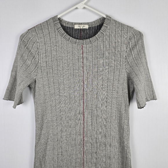 Rag & Bone Elina Mélange Gray Ribbed Midi Dress Crew Neck Short Sleeve Size L - Picture 5 of 13